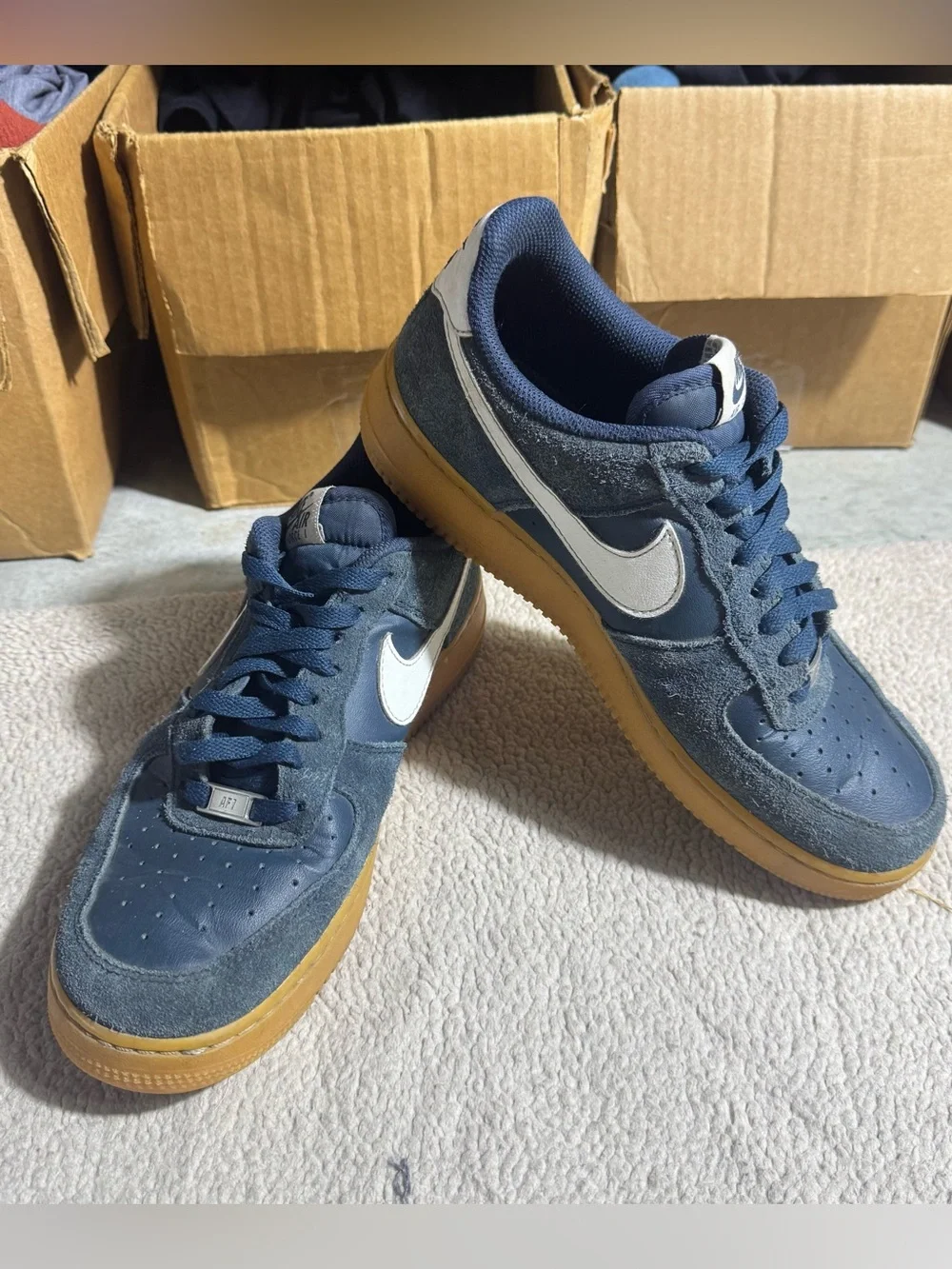 Nike Air Force 1 Shoes Mens 9.5 07 LV8 Armory Navy Summit White Lace Up Sneakers